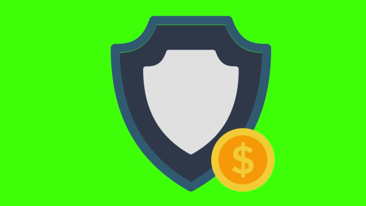 녹색 화면에 보안 결제 아이콘의 애니메이션