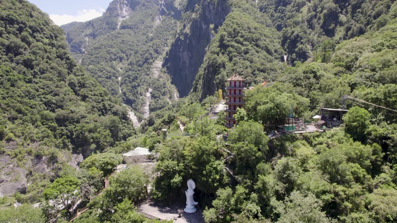 Aerial view of Xiangde Temple in Taroko National Park, Hualien county district, Taiwan