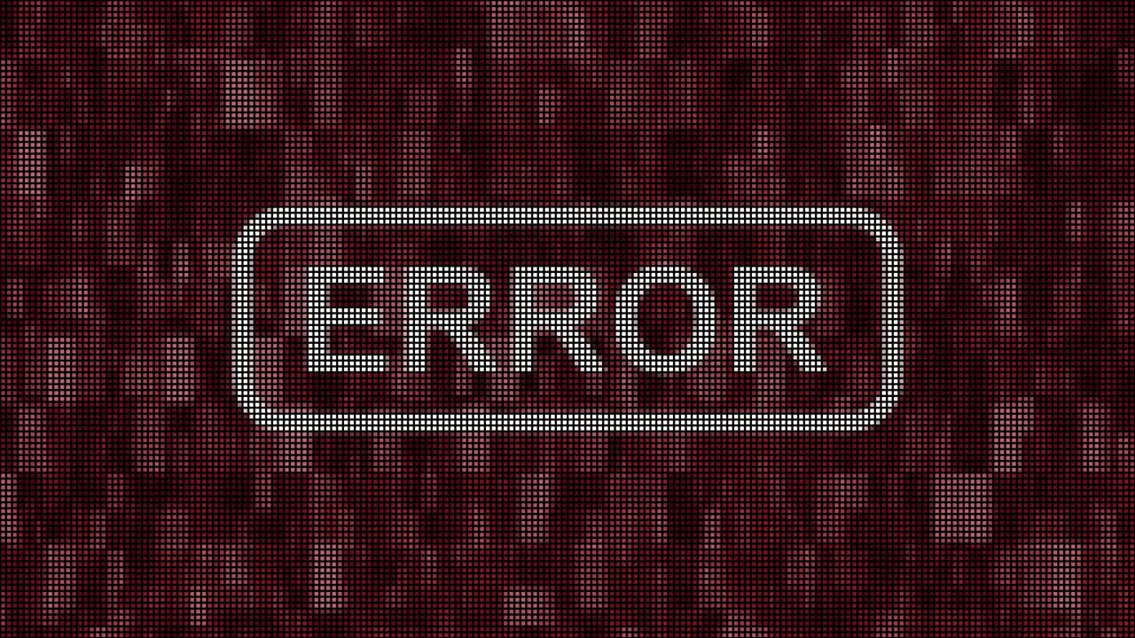 animación de pantalla de píxeles del mensaje de error