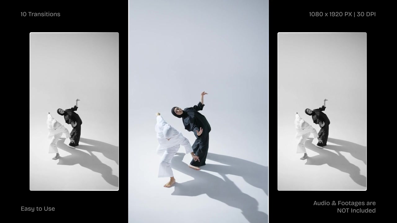 Transitions vidéo verticales dynamiques avec des modèles tendance en studio