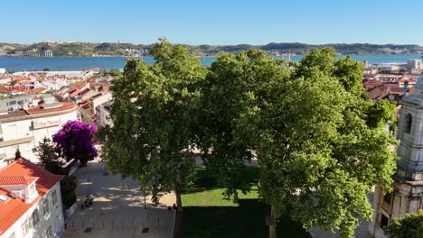 panoramic views of lisbon city, park, and the tagus river