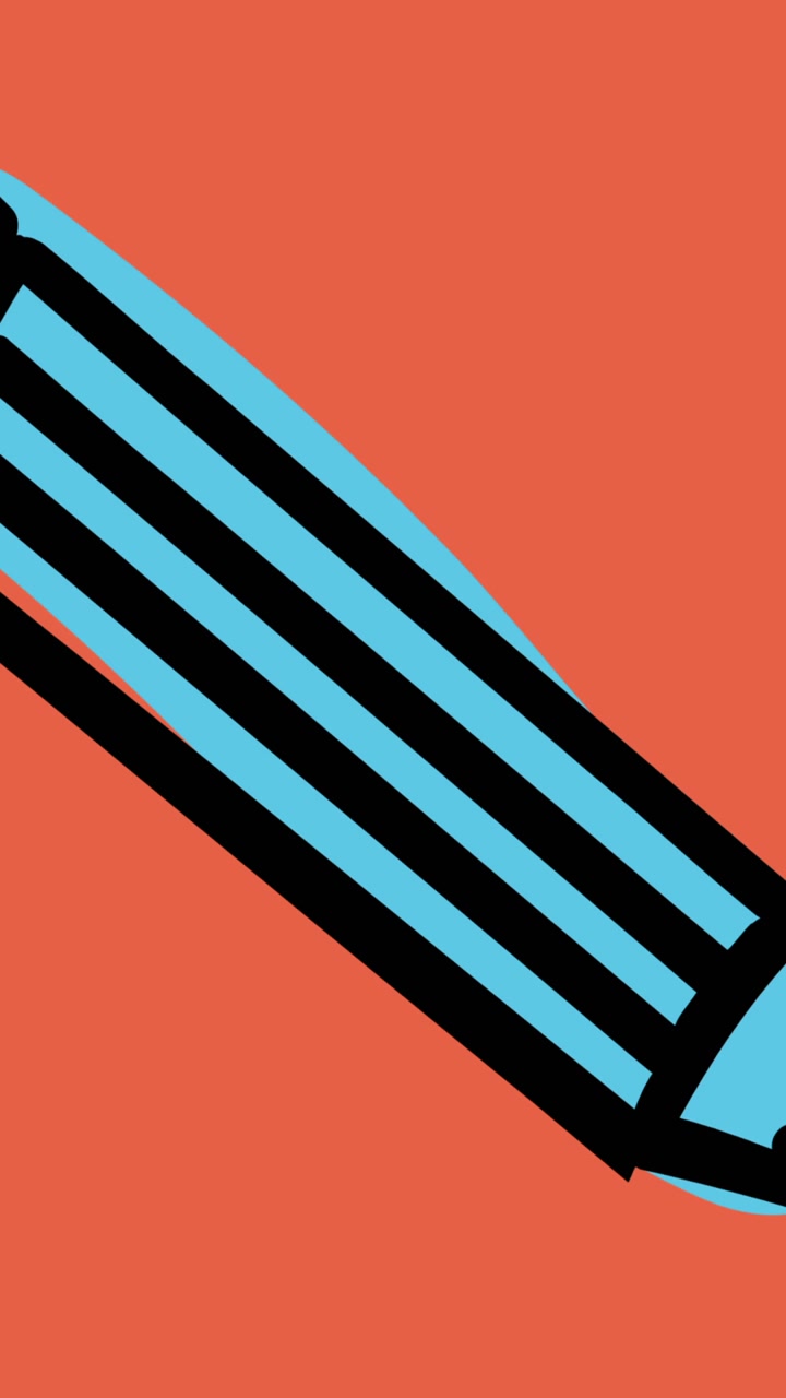 Animation of pencil icon moving on red background