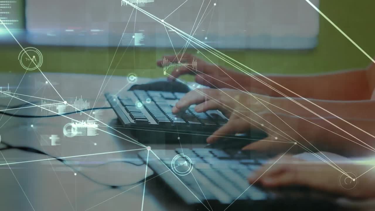 animación de la red de conexiones a través de las manos utilizando computadora