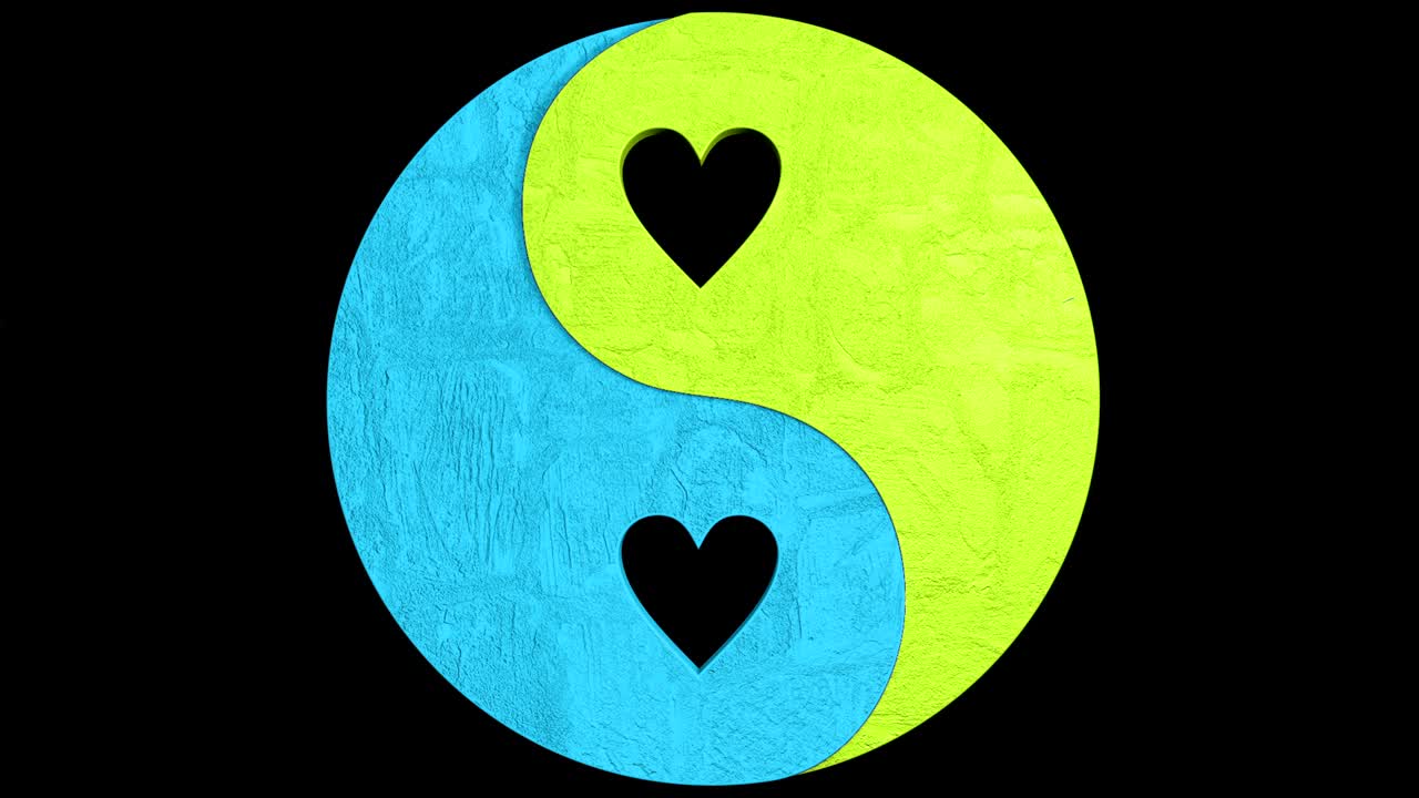 3D Animation of the emerging stylish balance (yin yang) symbol with alpha channel