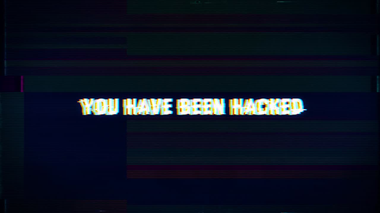usted ha sido hackeado mensaje de advertencia de error de computadora con glitch y efectos de texto de ruido