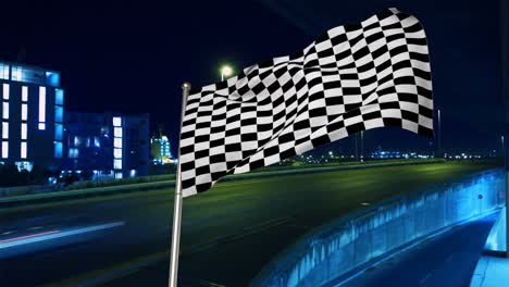 bandera de carreras en la autopista