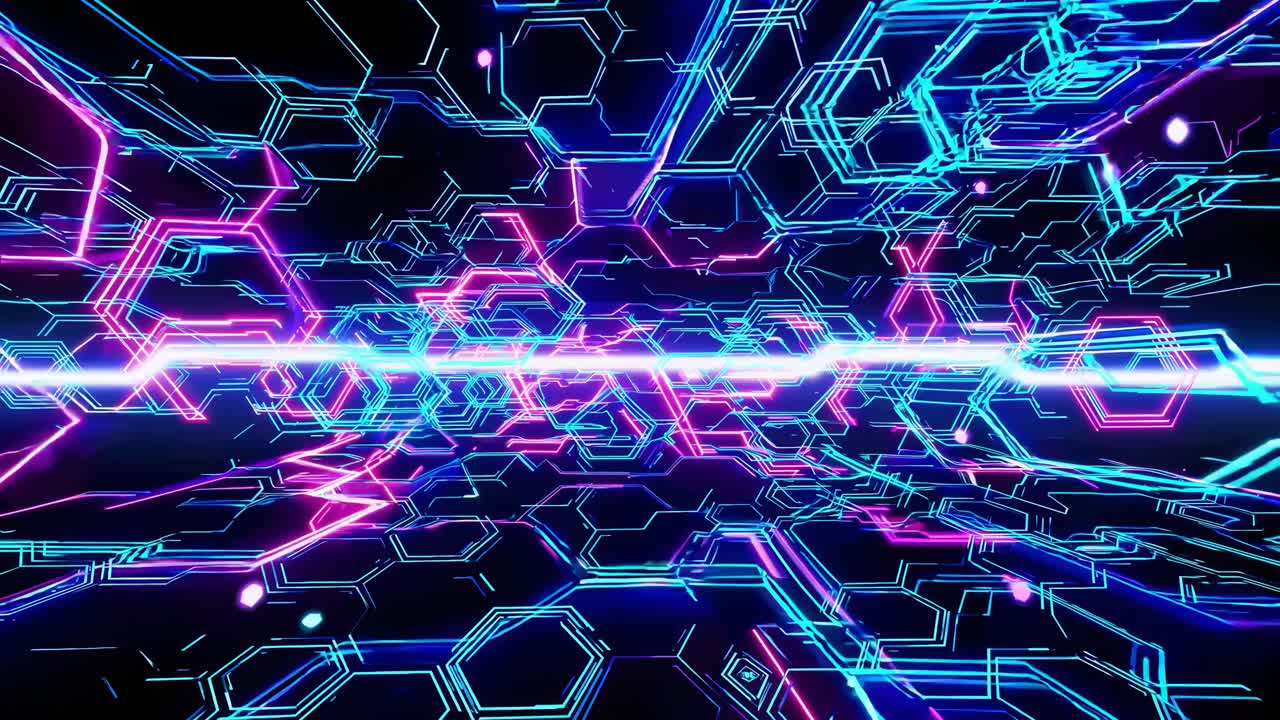 Neon Hexagon Cyber-Space