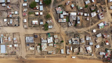 really poor district aerial shot over a south african township