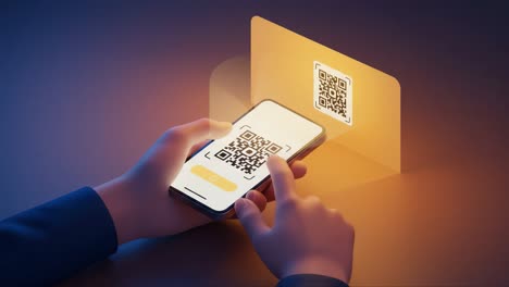 a user scanning a qr code with a smartphone, featuring a bright light reflection, representing modern technology and digital interaction in a professional setting