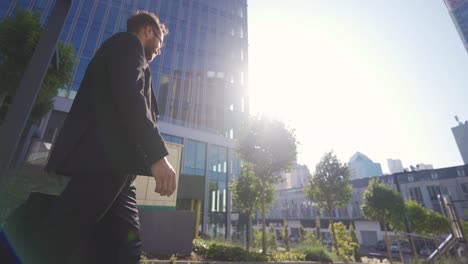 thoughtful walking businessman.