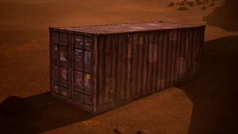 abandoned shipping container in the desert