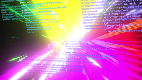 animación del procesamiento de datos sobre senderos de luz