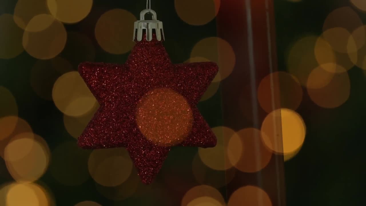 animación de puntos de luz sobre la estrella de navidad