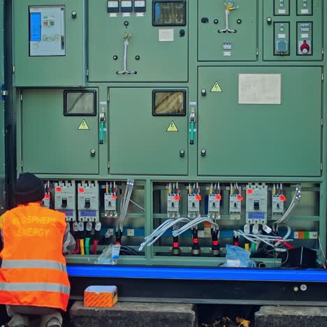 engineer installing solar panels
