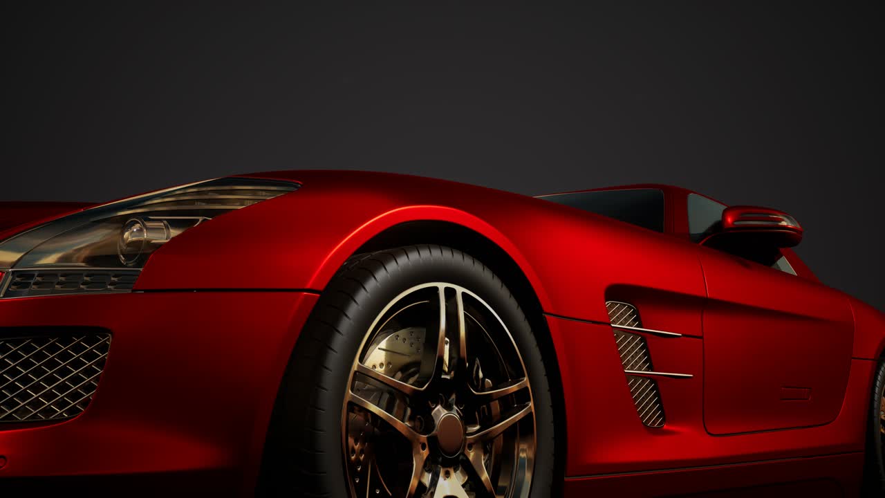 밝은 조명을 가진 어두운 스튜디오에서 럭셔리 스포츠 자동차