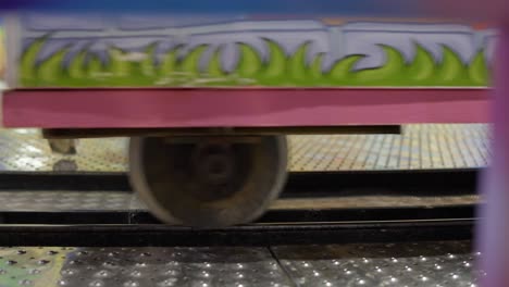 Close-up view of a child's carousel ride