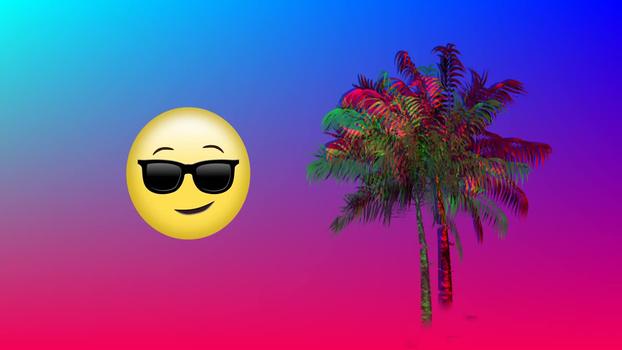 emoji y una palmera colorida 4k