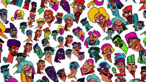 collection of vibrant and stylized cartoon character faces