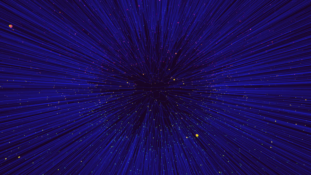 Dynamic blue and white abstract pattern with moving stars