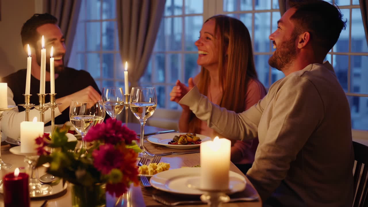amigos disfrutando de una cena