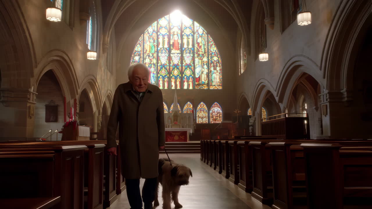 Man and Dog in Church