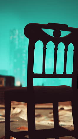 a vintage chair in a blue room