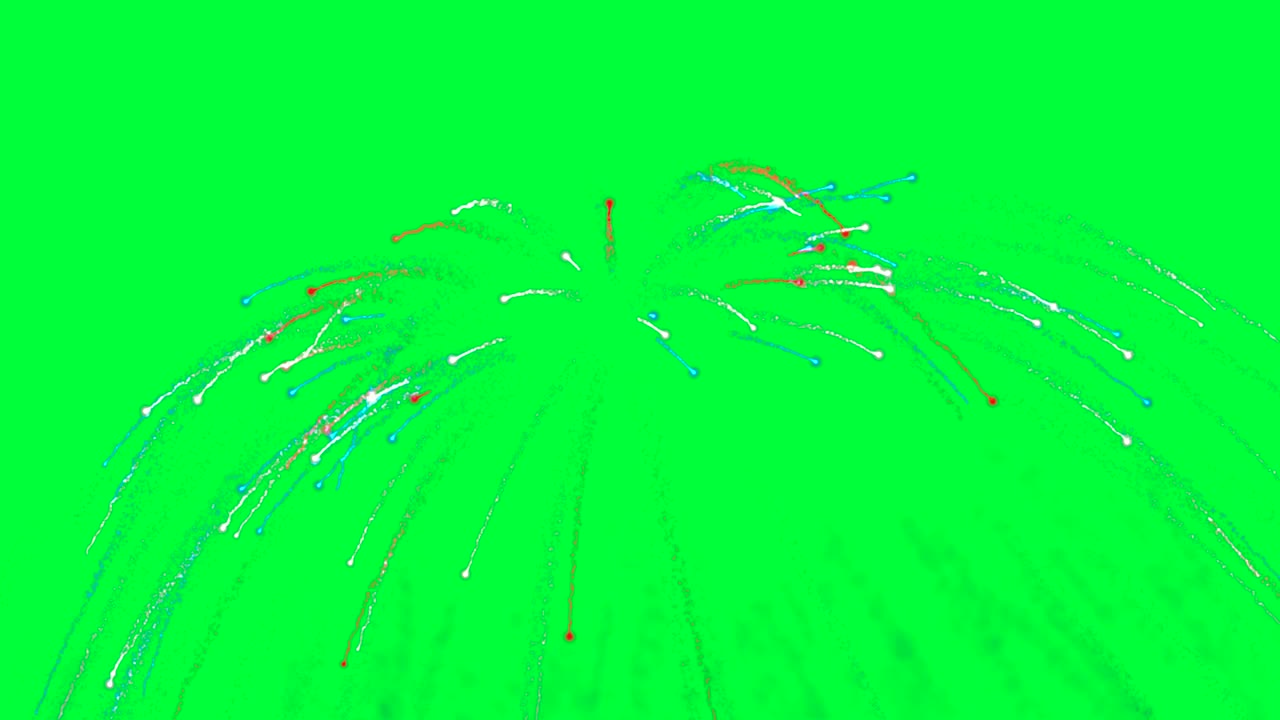 Colorful Fireworks Explosion on Green Screen