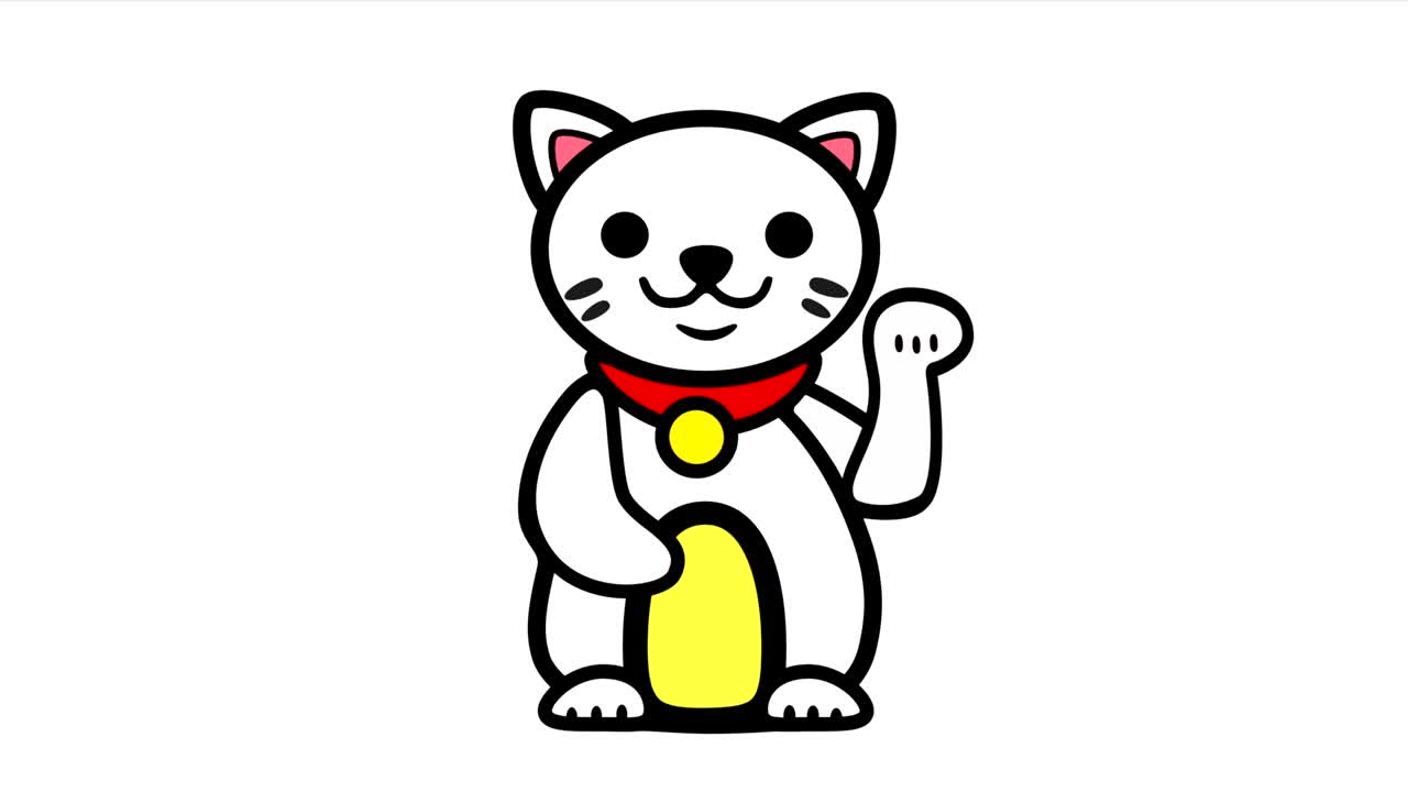 animación 4k maneki neko con fondo blanco - en bucle
