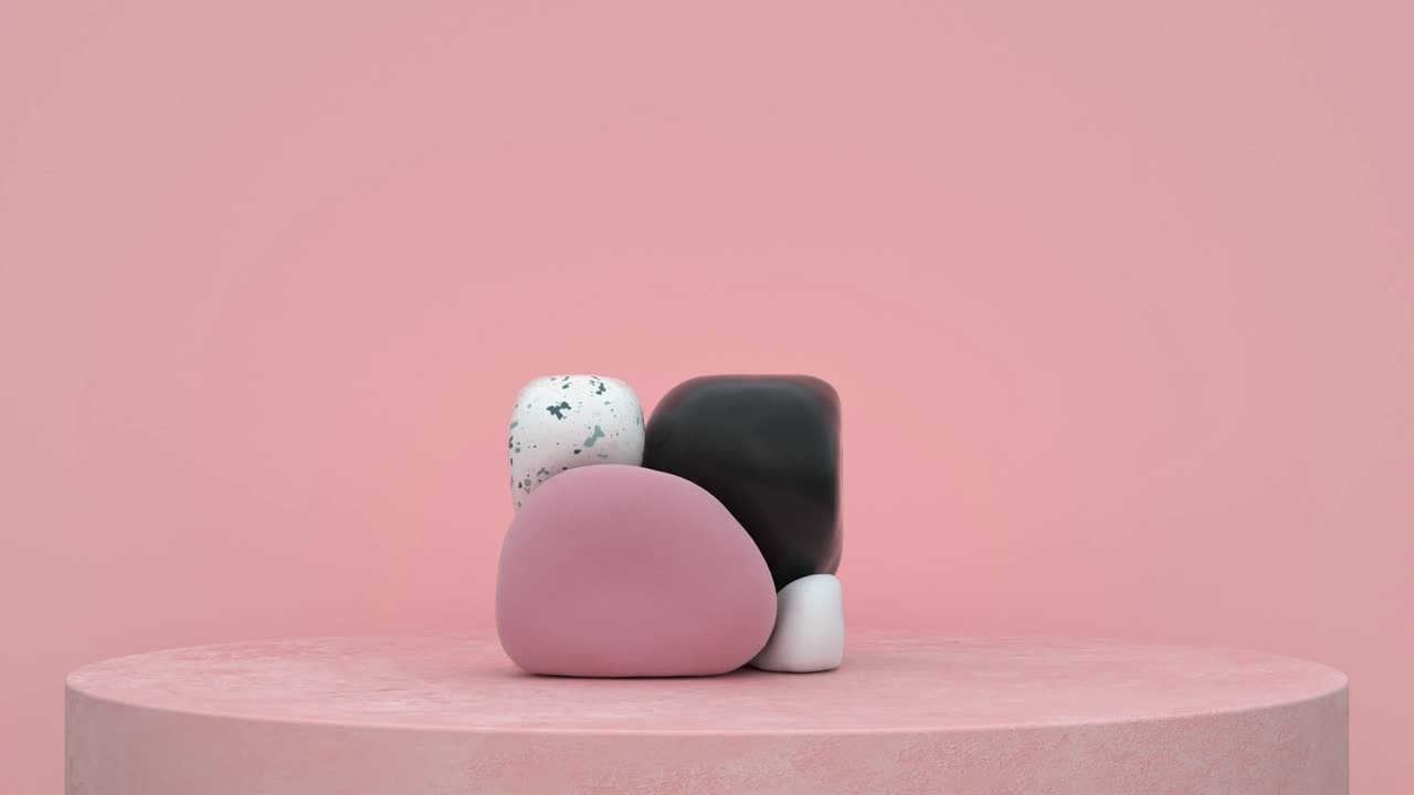 분홍색 장면 추상적인 모양 3d 렌더링 모션