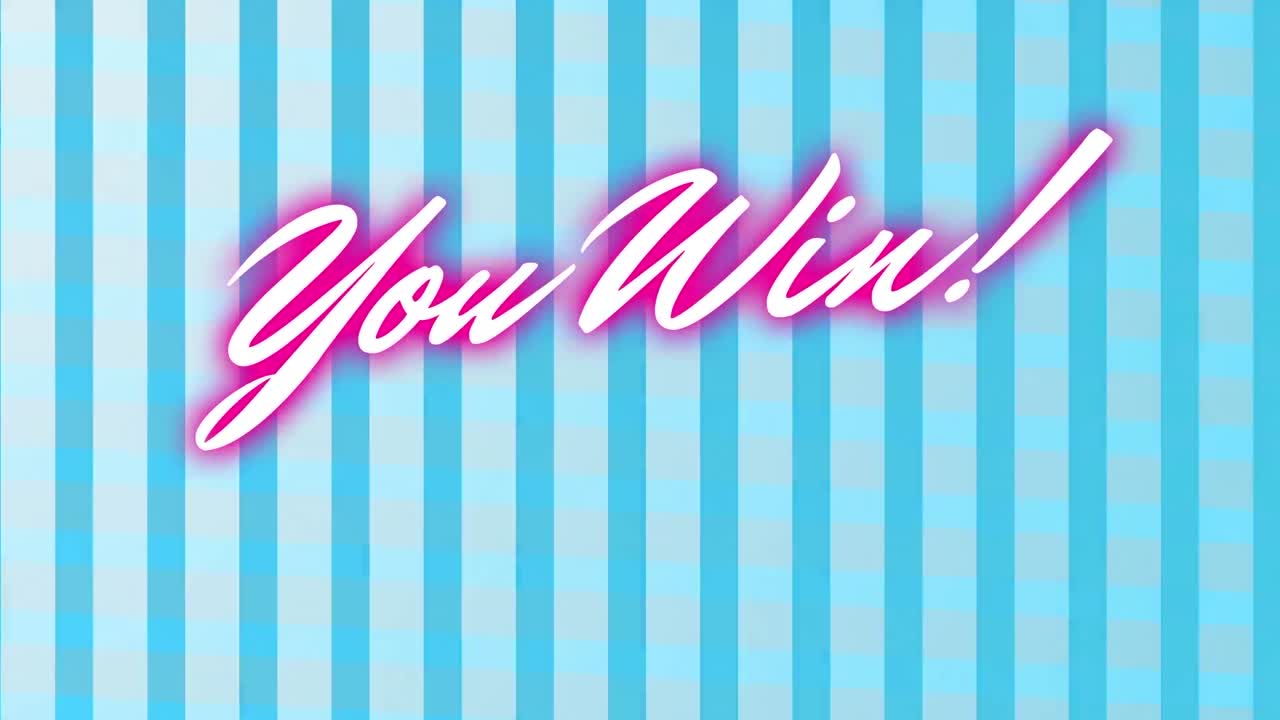 파란색 배경에 줄무를 은 텍스트를 찍은 애니메이션