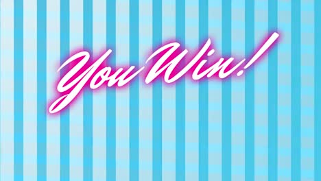 Animation-of-you-win-text-over-stripes-on-blue-background