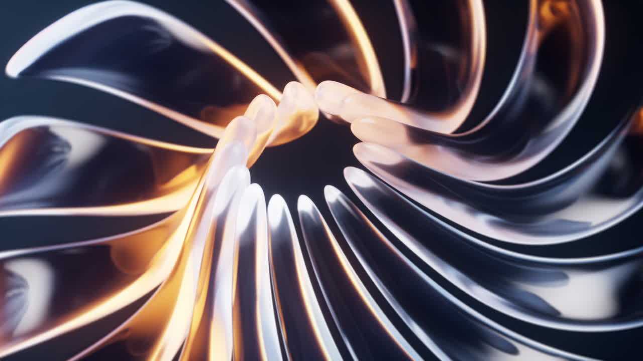 추상적인 투명한 유리 꽃과 네온 빛, 3d 렌더링