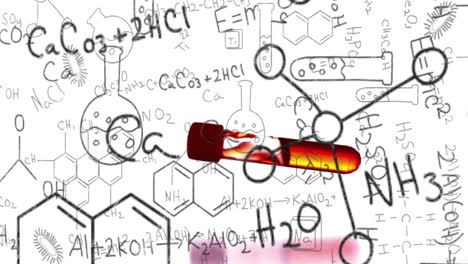 animation of scientific data processing over liquid in laboratory test tube