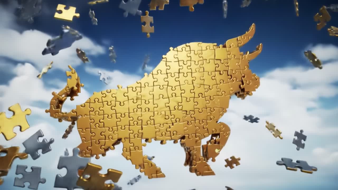 Gold Puzzle Bull - Stock Market Symbol