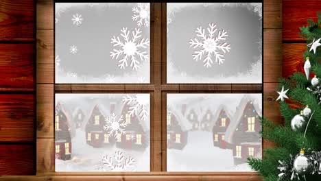 Animation-of-winter-scenery-seeing-from-window-view