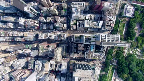 central hong kong, aerial view of traffic and city skyscrapers