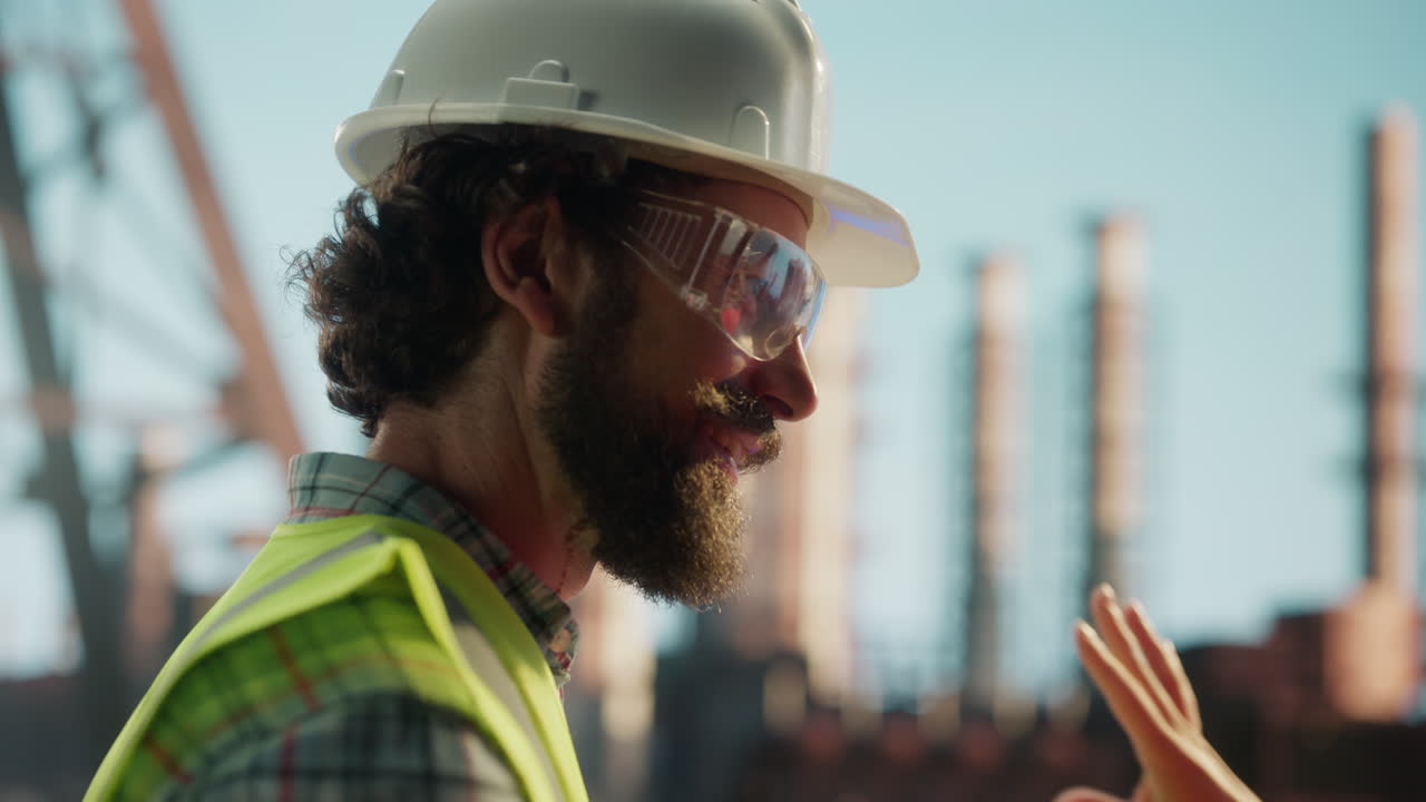 Professional Female and Male Engineers at an Industrial Construction Site