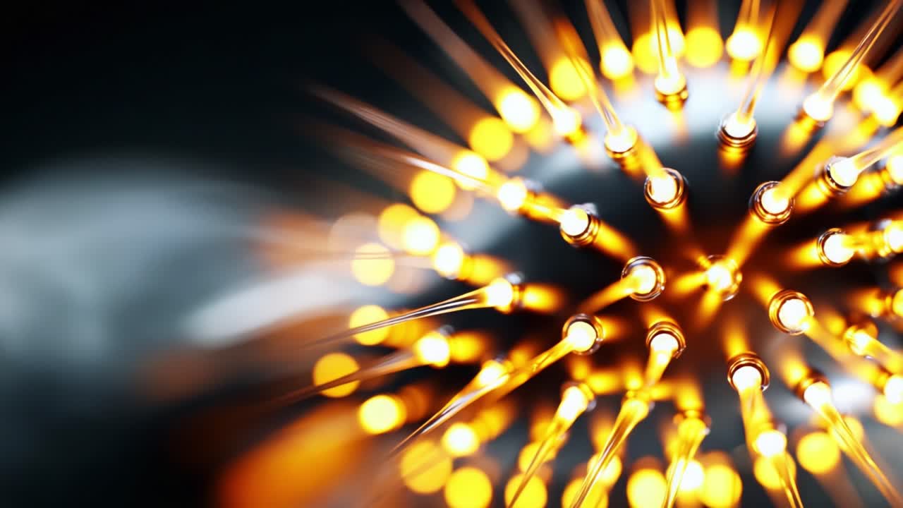 A close-up exploration of a unique abstract structure featuring sharp, elongated spikes and shimmering lights, creating a striking visual representation of modern art infused with vibrant energy