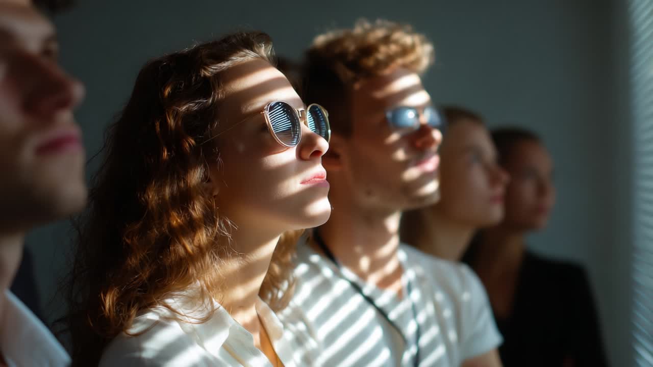 Grupo de personas mirando la luz