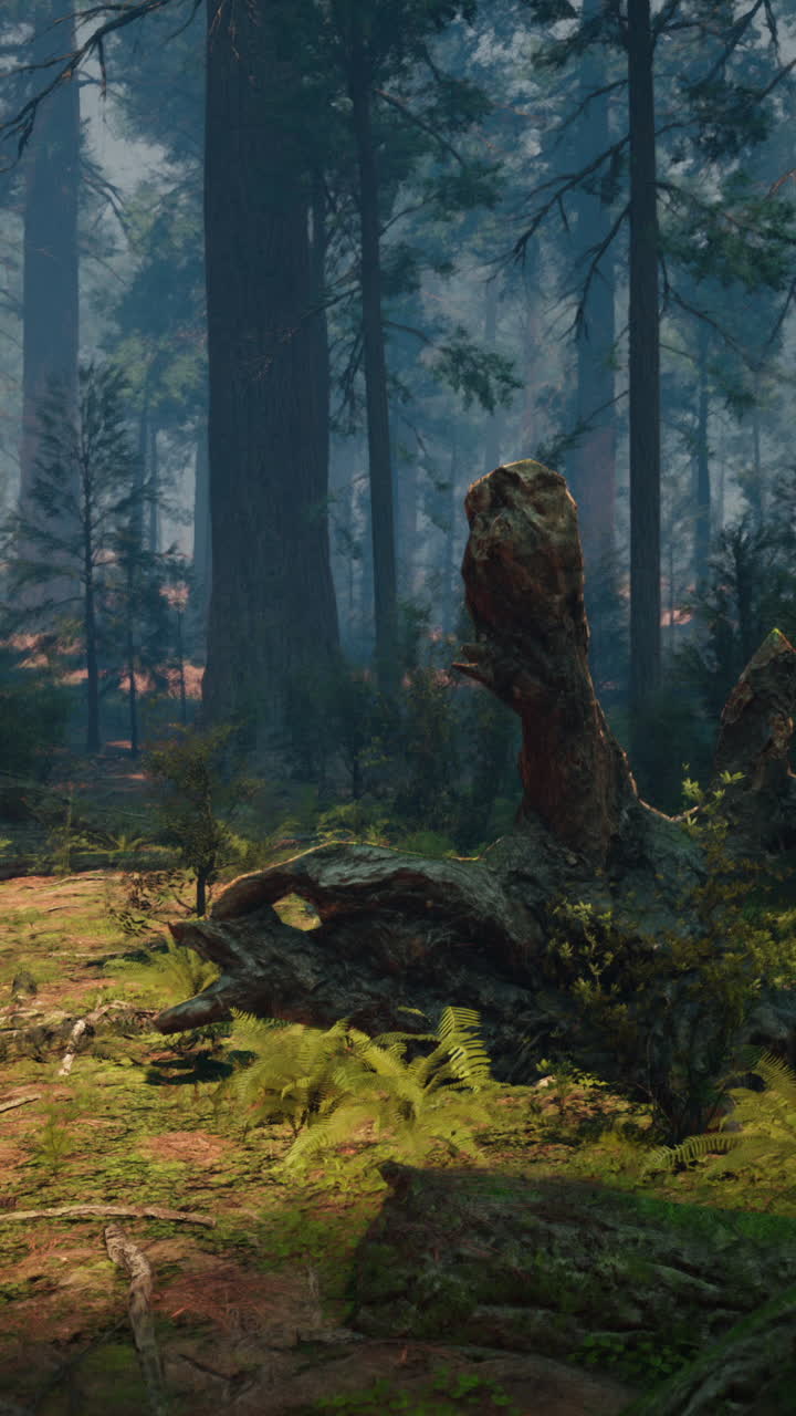 안개 숲 을 가로질러 흐르는 빛