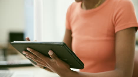 woman using tablet