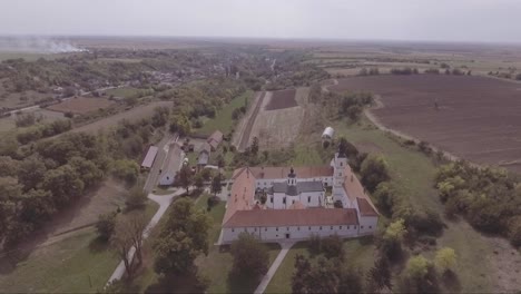 Aerial-of-Krusedol-Monastery-christian-church-near-Belgrade-Serbia