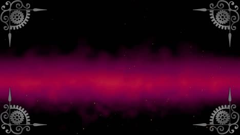 Animation-Dekorativer-Eckdekorationen-über-Rotem,-Verschwommenem-Streifen-Auf-Schwarzem-Hintergrund