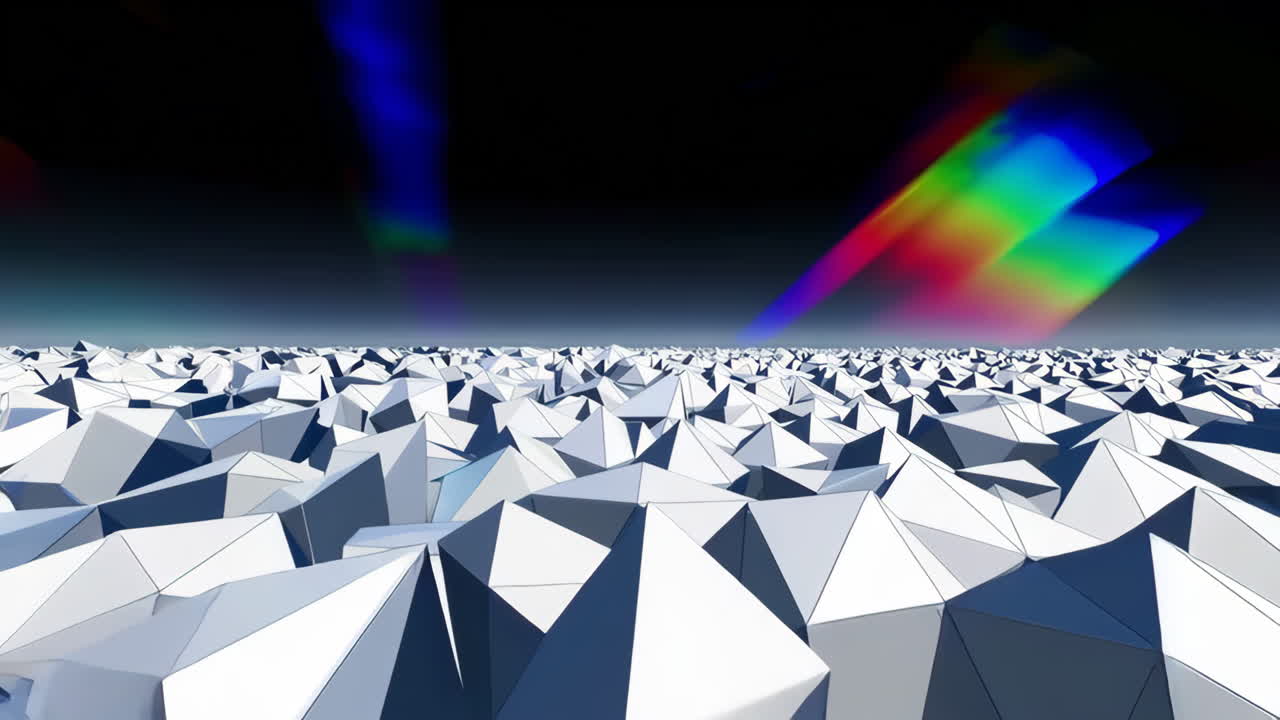 Abstract Low Poly Landscape with Rainbow Light