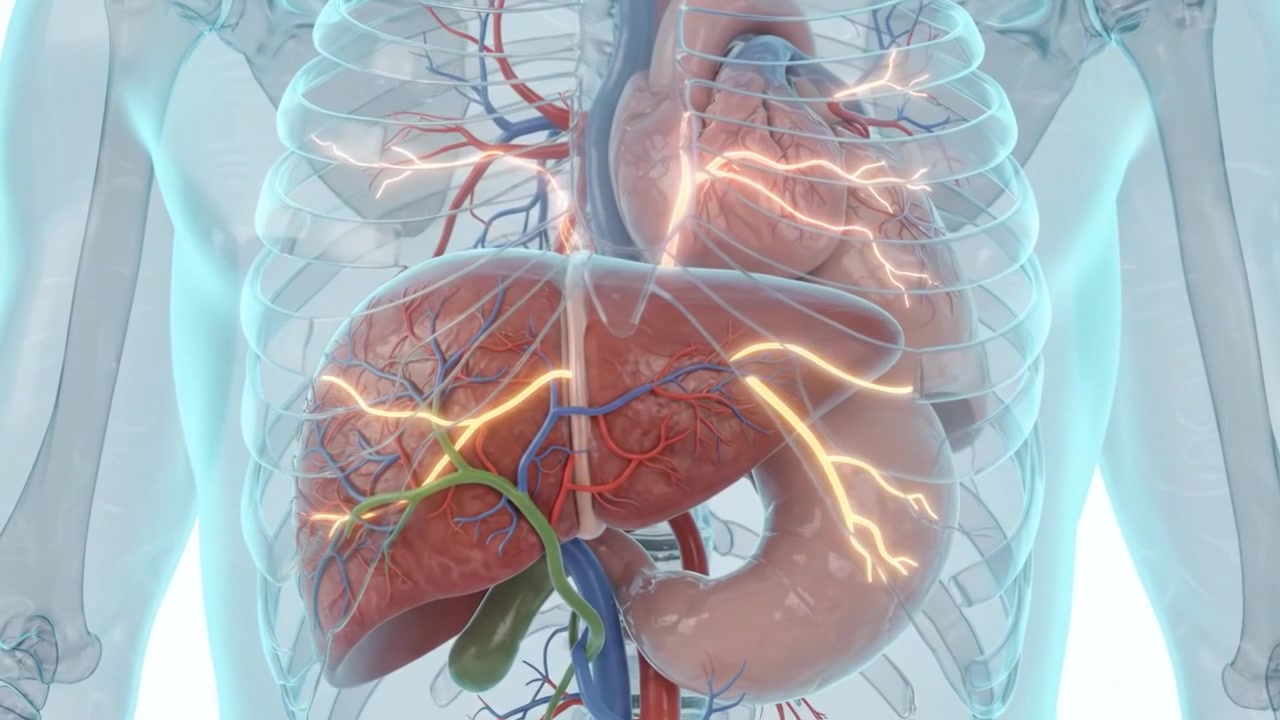 Rendering anatomico del sistema di organi del torso umano
