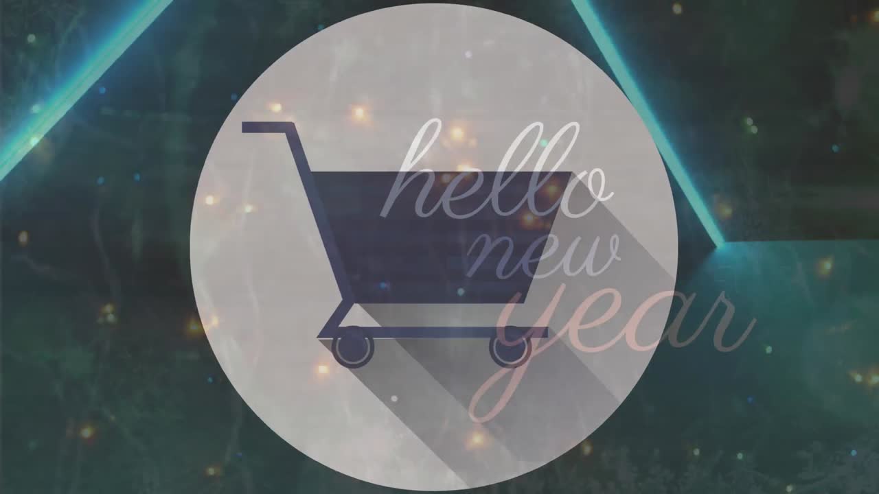 다채로운 불빛 위에 새해 인사 텍스트의 애니메이션