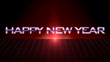 Retro-Happy-New-Year-text-with-neon-grid-in-dark-galaxy