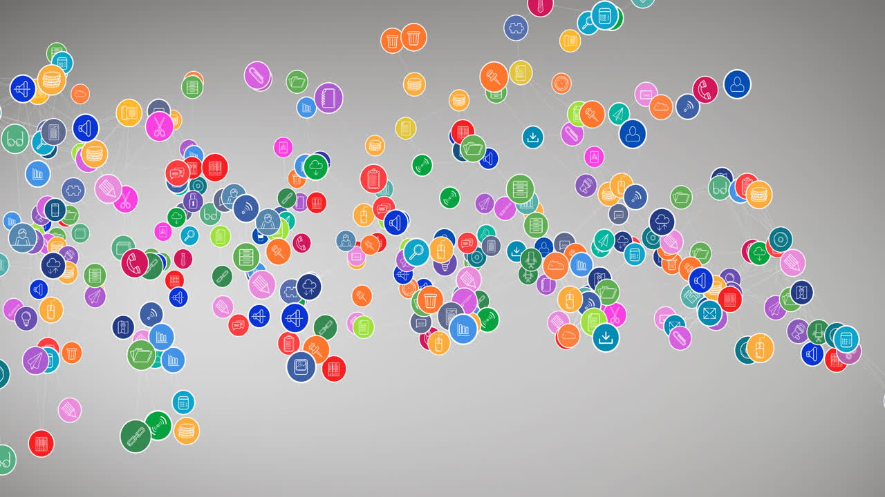 디지털 아이콘으로 연결 네트워크의 애니메이션