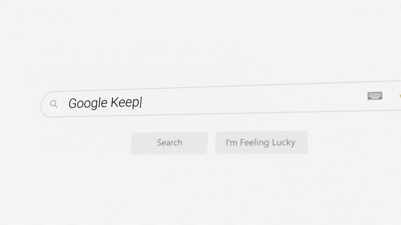 Ricerca di Google Keep sul browser Internet