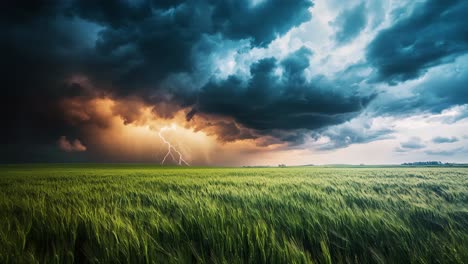 stormy landscape over a wheat field